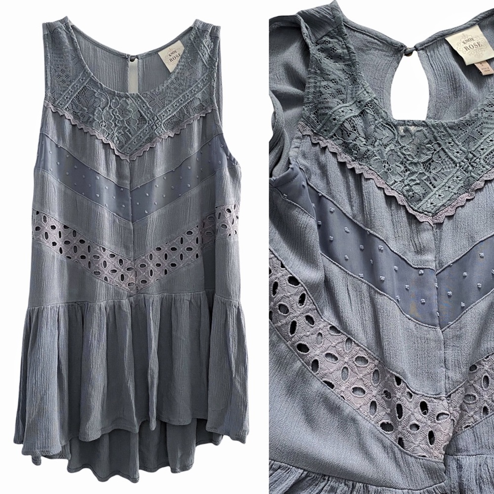 Knox Rose boho mixed print tank top, blue - Picture 1 of 7